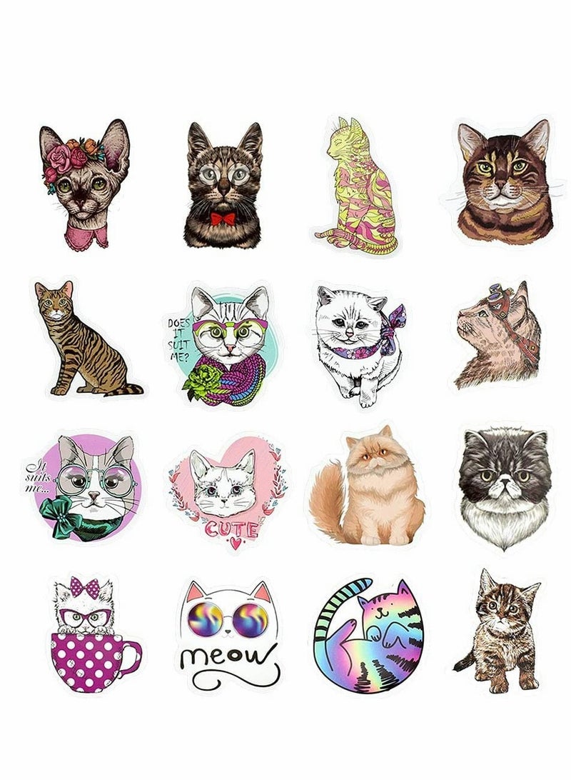 Excefore Waterproof Stickers Laptop Stickers 50 Pcs Fashion Laptop Decals lovely Aesthetic Vinyl Stickers for Water Bottles Skateboard Stickers DIY Stickers for Luggage Phone Case Logo for Books (Cat) - Image 2