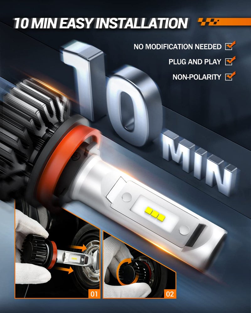 SEALIGHT H11/H8/H9/H16 Bulbs, H11/H8 Bulb for Powersport or Fog,H11 daylight white for ATV, Plug-and-Play, Packs of 2 - Image 5