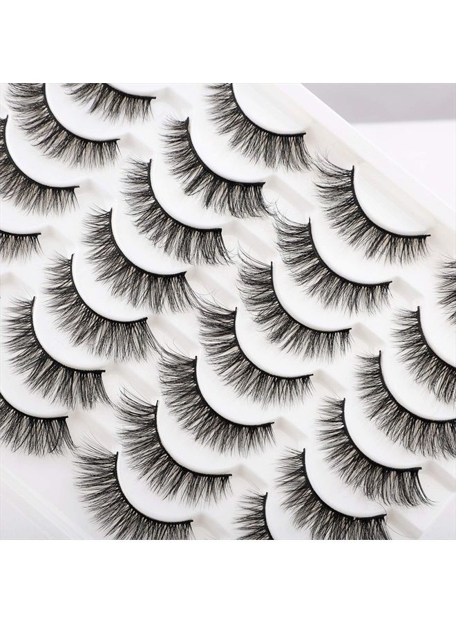 Newcally Lashes False Eyelashes Cat Eyes Wispy Natural Faux Mink Lashes 14 Pairs Pack Light Volume Short Fake Eye Lashes Multipack - Image 3