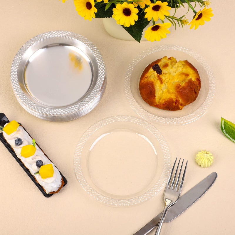 Breroa 300 Pieces Clear Plastic Plates 6 Inch Small Disposable Round Dessert Plates Heavy Duty Appetizer Dinner Party Plates for Wedding BBQ Picnic Camping Events Party Supplies - Image 4