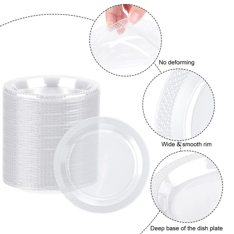 Breroa 300 Pieces Clear Plastic Plates 6 Inch Small Disposable Round Dessert Plates Heavy Duty Appetizer Dinner Party Plates for Wedding BBQ Picnic Camping Events Party Supplies - Image 3