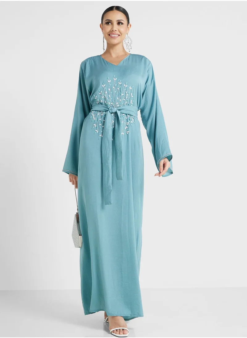 hayas closet Embellished Belted Jalabiya