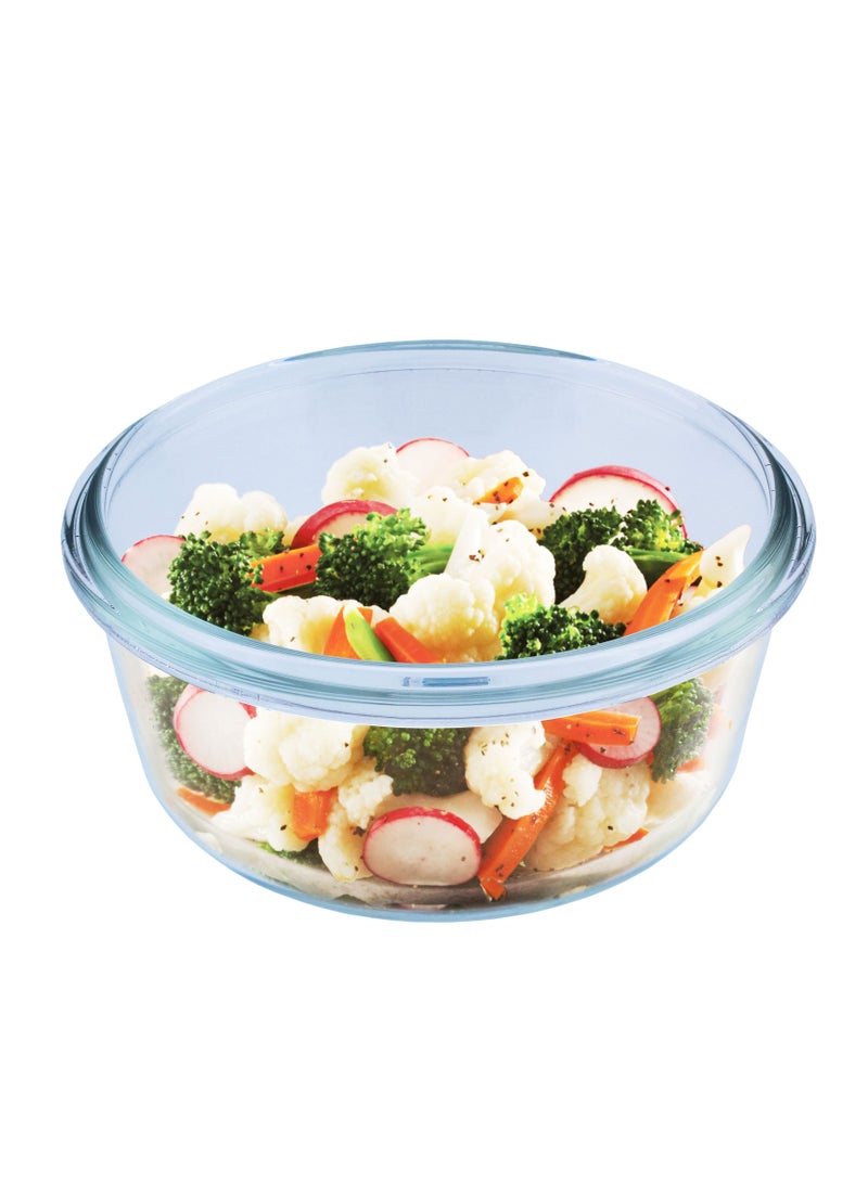 Mondex Round Glass Food Storage Container With Lid Clear/Blue 1000ml - Image 4