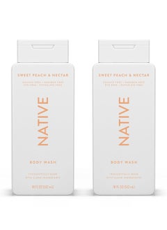 native Native Body Wash Contains Naturally Derived Ingredients | For Women & Men, Sulfate, Paraben, & Dye Free Leaving Skin Soft and Hydrating | Sweet Peach & Nectar 18 oz - 2 Pk  - Image 1