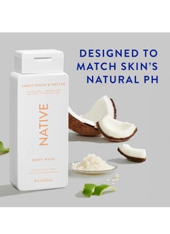 native Native Body Wash Contains Naturally Derived Ingredients | For Women & Men, Sulfate, Paraben, & Dye Free Leaving Skin Soft and Hydrating | Sweet Peach & Nectar 18 oz - 2 Pk  - Image 2