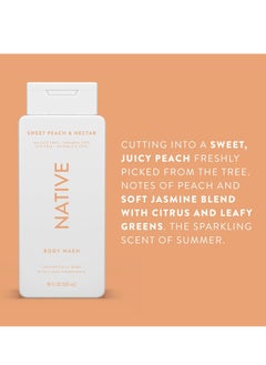 native Native Body Wash Contains Naturally Derived Ingredients | For Women & Men, Sulfate, Paraben, & Dye Free Leaving Skin Soft and Hydrating | Sweet Peach & Nectar 18 oz - 2 Pk  - Image 4