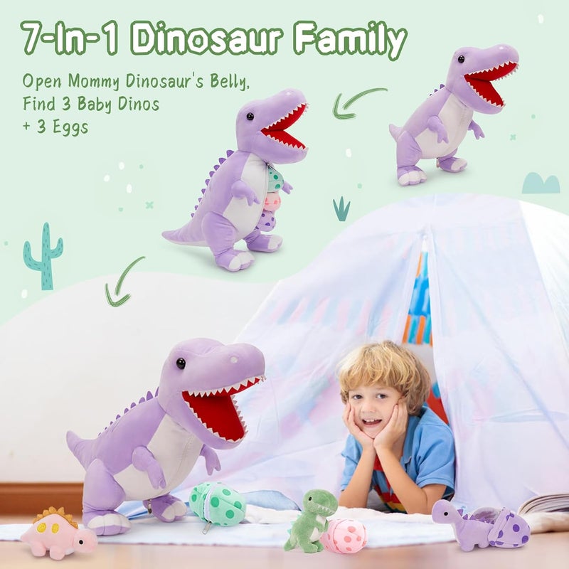 MorisMos Dinosaur Plush Toy 58 cm High with Babies in Eggs, Realistic Tyrannosaurus Rex, Very Soft Plush for Boys and Girls - Image 2