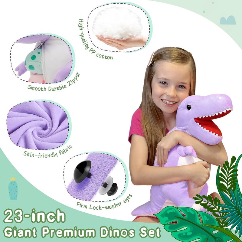 MorisMos Dinosaur Plush Toy 58 cm High with Babies in Eggs, Realistic Tyrannosaurus Rex, Very Soft Plush for Boys and Girls - Image 5