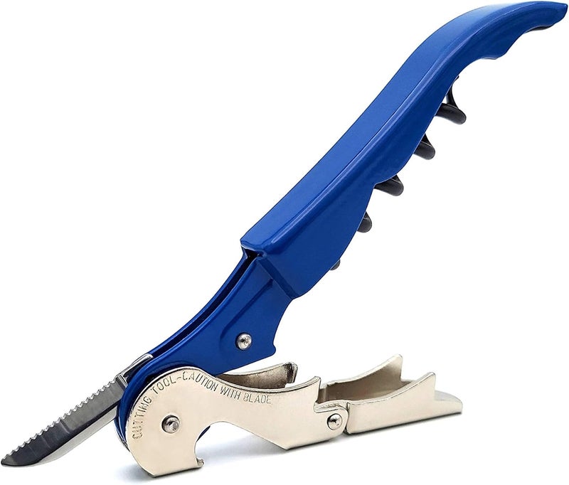 Pulltap's Genuine Classic 500 Waiter's Corkscrew – Double-Hinged Wine Key with Hinged Foil Cutter – Patented Design – Made in Spain – Light Blue (Azul) - Image 1