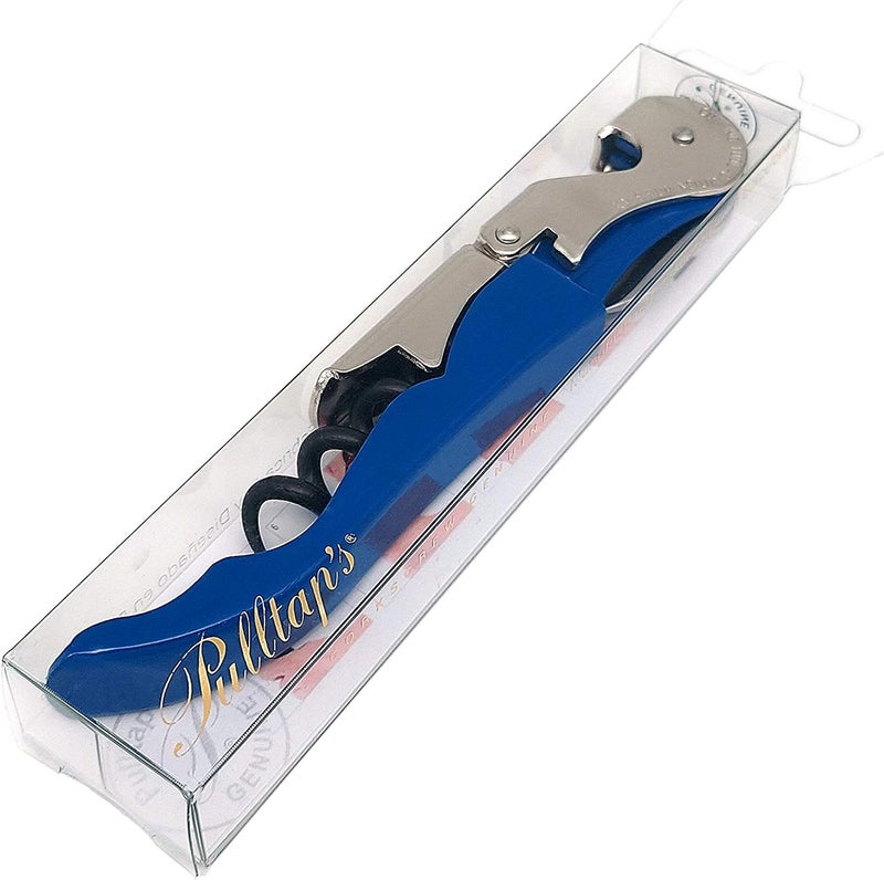 Pulltap's Genuine Classic 500 Waiter's Corkscrew – Double-Hinged Wine Key with Hinged Foil Cutter – Patented Design – Made in Spain – Light Blue (Azul) - Image 4