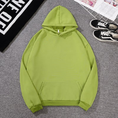 Plain casual hoodie student plus fleece hoodie Hoodies for c Green 
