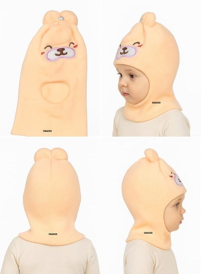 CHACKO Unisex Baby Winter Woolen Monkey Cap - Soft & Warm Knit Beanie for Boys & Girls | Full Head & Ear Coverage | Stretchable | Multicolor | Pack of 1 Beige 1-2 Years - Image 5