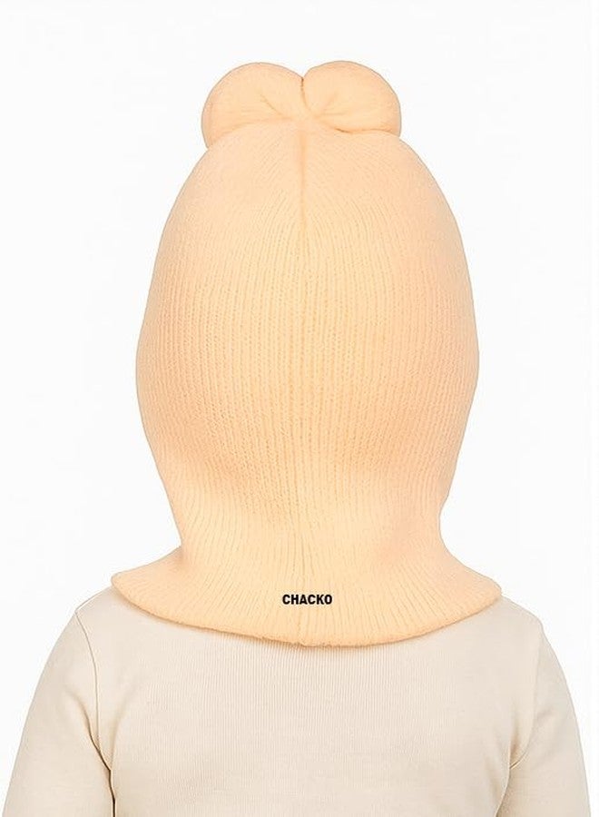 CHACKO Unisex Baby Winter Woolen Monkey Cap - Soft & Warm Knit Beanie for Boys & Girls | Full Head & Ear Coverage | Stretchable | Multicolor | Pack of 1 Beige 1-2 Years - Image 2