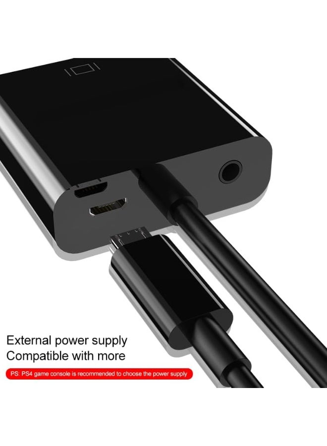 HDMI Male to VGA Female Adapter Converter with 3.5mm Audio Jack and Micro USB Power Port - Image 2