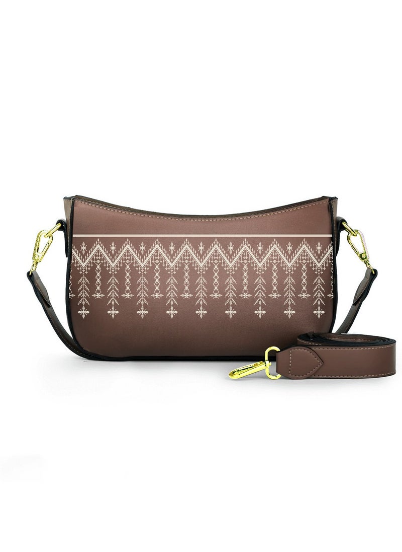 Tat 04-The White Geometric Crossbody bags Dark Coffee  - Image 1
