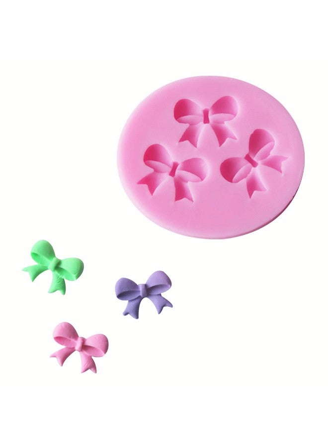 Hengke 2 Pieces Mini Bow Silicone Fondant Molds Bowknot Molds Handmade Ice Cream Soap Mould Crystal Cupcake Cake Topper Decor Desserts Ice Cube Candy Pudding - Image 2