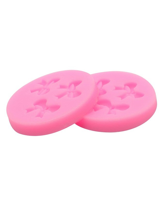 Hengke 2 Pieces Mini Bow Silicone Fondant Molds Bowknot Molds Handmade Ice Cream Soap Mould Crystal Cupcake Cake Topper Decor Desserts Ice Cube Candy Pudding - Image 3