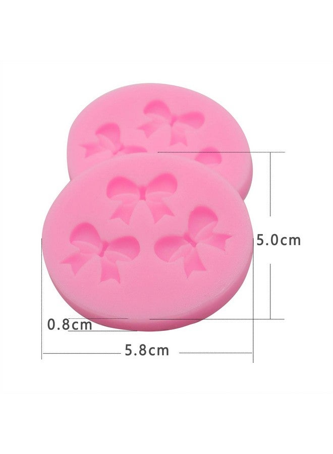 Hengke 2 Pieces Mini Bow Silicone Fondant Molds Bowknot Molds Handmade Ice Cream Soap Mould Crystal Cupcake Cake Topper Decor Desserts Ice Cube Candy Pudding - Image 4