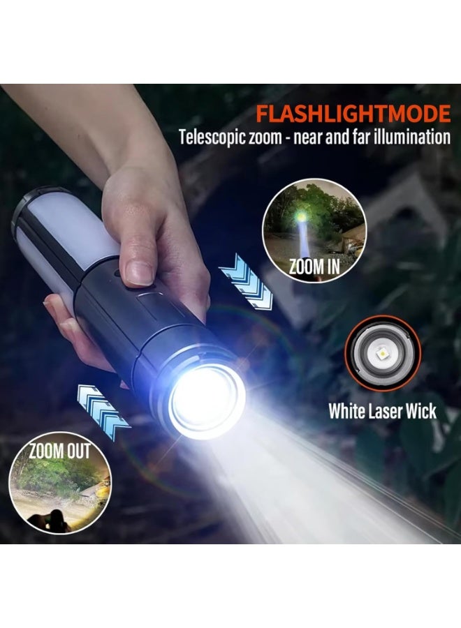 FDTY Camping Lantern Telescopic, 2 in 1 Flash Light ，Portable Tent Light, 3000mAh Mobile Lighting, 2 Modes Collapsible Night for Camping, Hiking, Fishing and Travel - Image 2