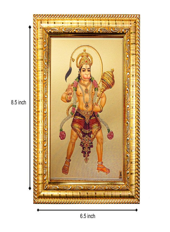 Hawai Gold Plated Shree Hanuman Bajrangbali Engineered Wood Wall Hanging Photo Frame Sticker for Worship use 8.5X7 inch SFDI465GLDFRM - Image 2