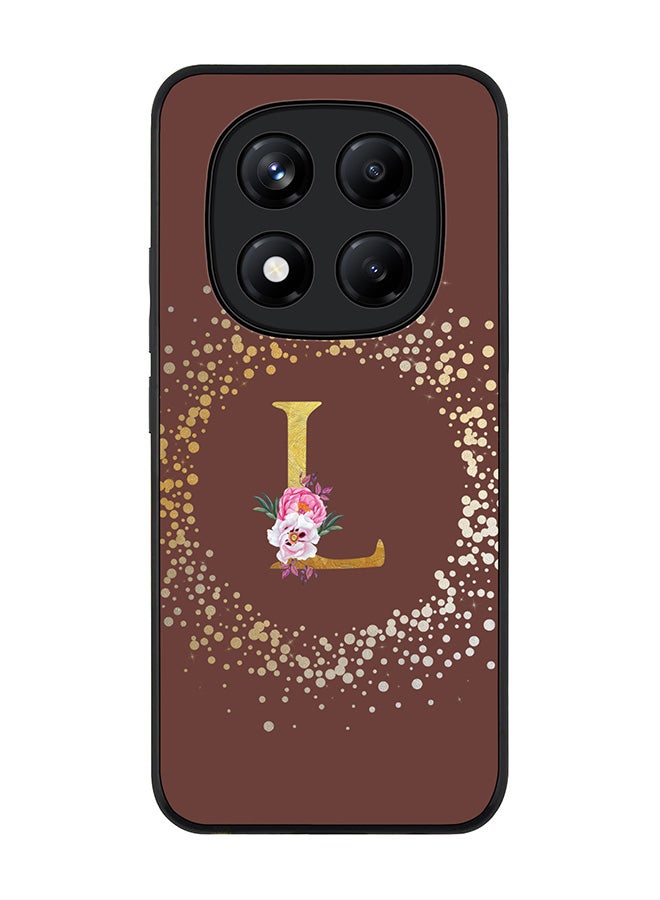 Stylizedd For Xiaomi Redmi Note 14 Pro 4G 4G Case,Slim fit Camera Protection, Shockproof Thin Phone cover  - Custom Monogram Floral - L  (Brown ) - Image 1