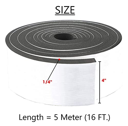 G-CHARGE EPDM Foam Single Sided High Density Self Adhesive Gasket Tape, Weather Stripping Doors and Window Insulation Soundproofing (4"(W) x 1/4"(T) x 5 Mtr (L)) - Image 2