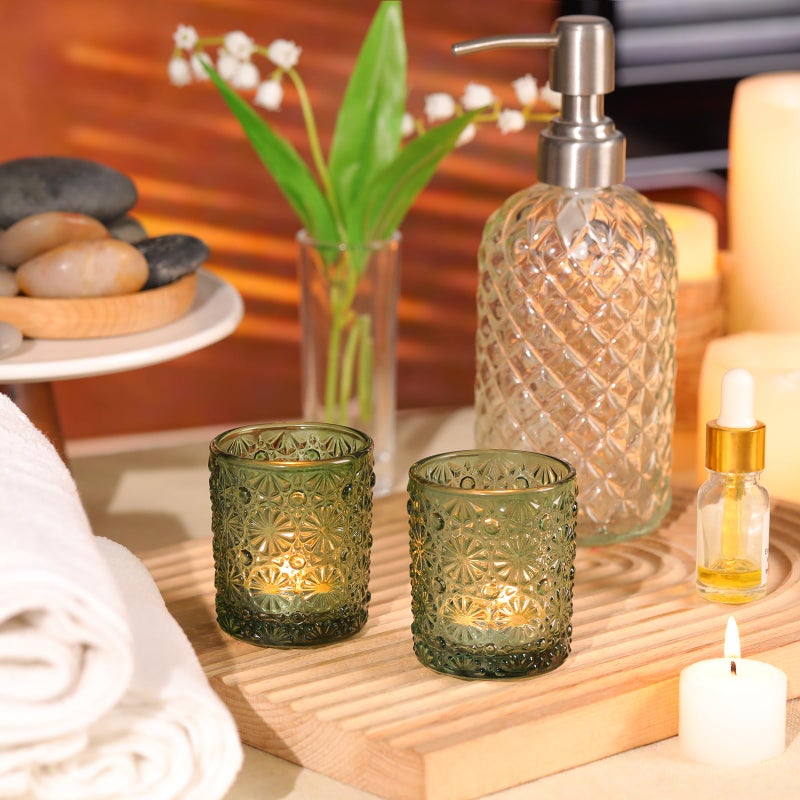 Lanttu Green Votive Candle Holder Set of 36, Flower Tea Lights Candles Holders for Wedding Table Decor, Birthday Parties, Vintage Home Decor, Bridal Shower and Holiday Decorations - Image 4