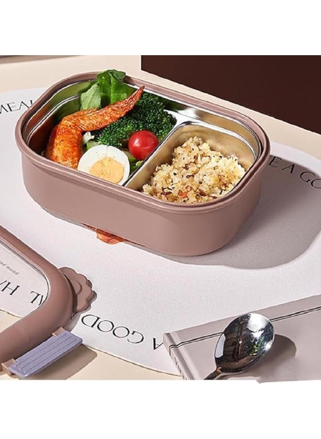TYCOM Stainless Steel Lunch Box for Kid School, Insulated Bento Lunch Box, 2 Compartment Divided Lunch Containers with Lids, Leakproof | BFA Free | Dishwasher Safe (Bear2)  - Image 3