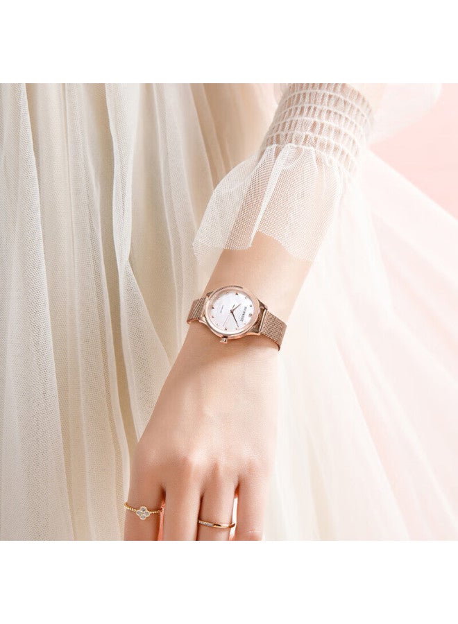 Rossini Women'S Quartz Watch With Mother Of Pearl White Dial, Stainless Steel Strap, Birthday Gift For Girlfriend, National Watch With Diamond Inlay, Water Resistant 5210072 - Image 1