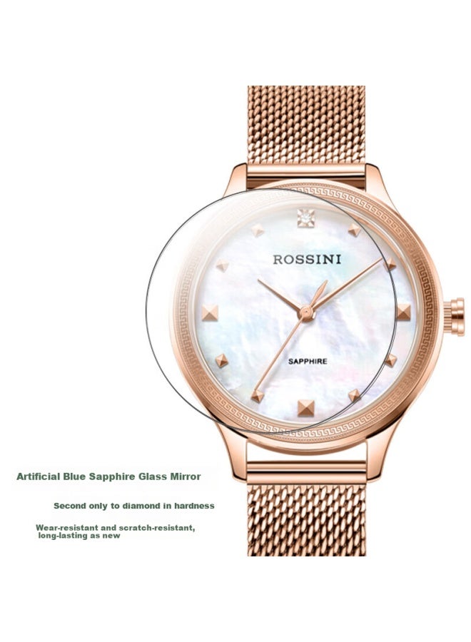 Rossini Women'S Quartz Watch With Mother Of Pearl White Dial, Stainless Steel Strap, Birthday Gift For Girlfriend, National Watch With Diamond Inlay, Water Resistant 5210072 - Image 2
