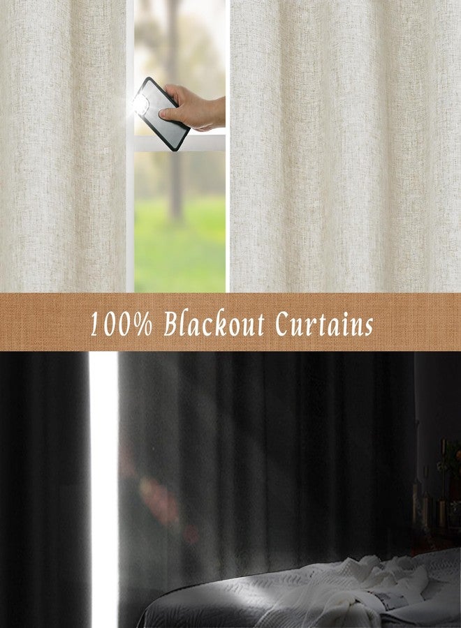 LAMIT 100% Blackout Linen Curtains 45 Inch Length for Bedroom, Linen Textured Thermal Kitchen Curtains Back Tab and Rod Pocket Window Panels with White Liner, 2 Panels, 52 x 45 Inch, Stone - Image 4