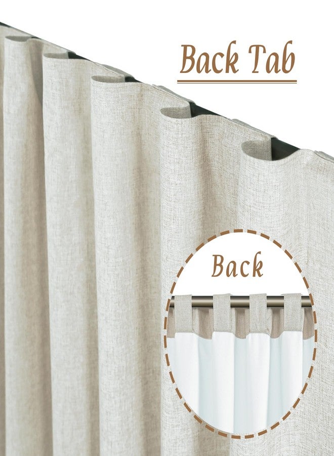 LAMIT 100% Blackout Linen Curtains 45 Inch Length for Bedroom, Linen Textured Thermal Kitchen Curtains Back Tab and Rod Pocket Window Panels with White Liner, 2 Panels, 52 x 45 Inch, Stone - Image 2