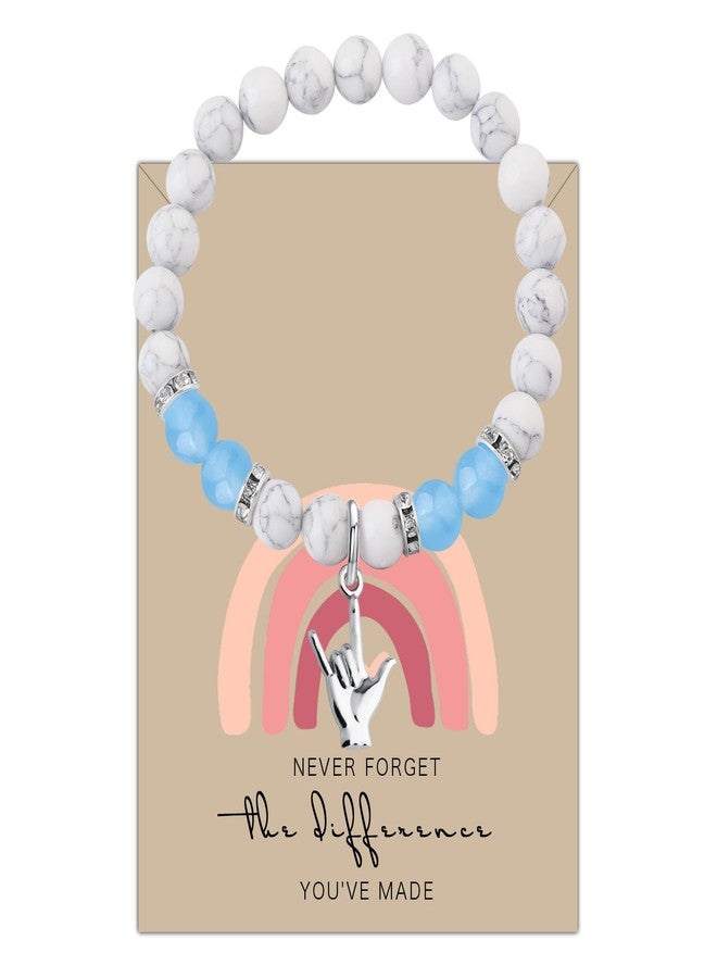 MYOSPARK ASL I Love You Hand Sign Language Charm Bracelet Jewelry Gift for Deaf Teacher Thank You (ASL Bead BR) - Image 1