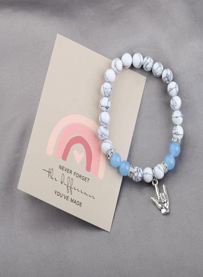 MYOSPARK ASL I Love You Hand Sign Language Charm Bracelet Jewelry Gift for Deaf Teacher Thank You (ASL Bead BR) - Image 3