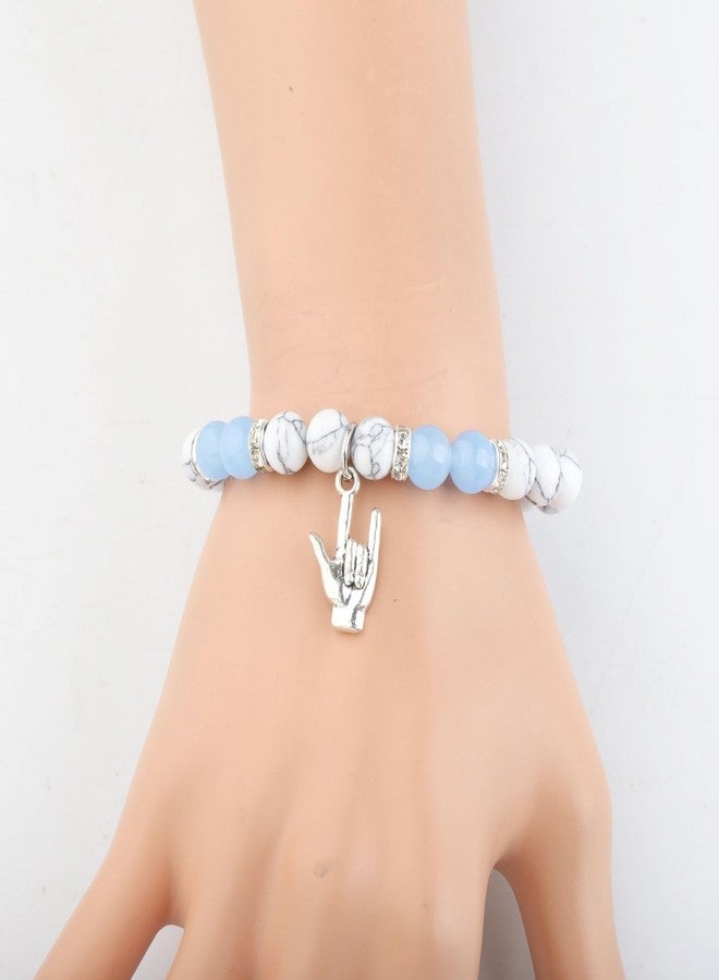 MYOSPARK ASL I Love You Hand Sign Language Charm Bracelet Jewelry Gift for Deaf Teacher Thank You (ASL Bead BR) - Image 4