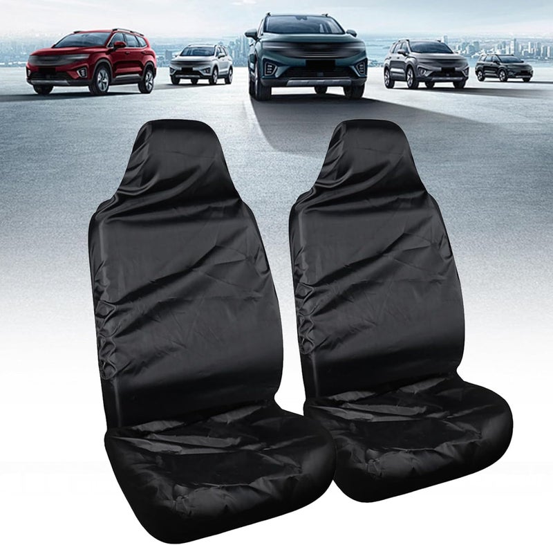 YHQZ 2 Pcs Waterproof Front Car Seat Covers - Black - Image 1