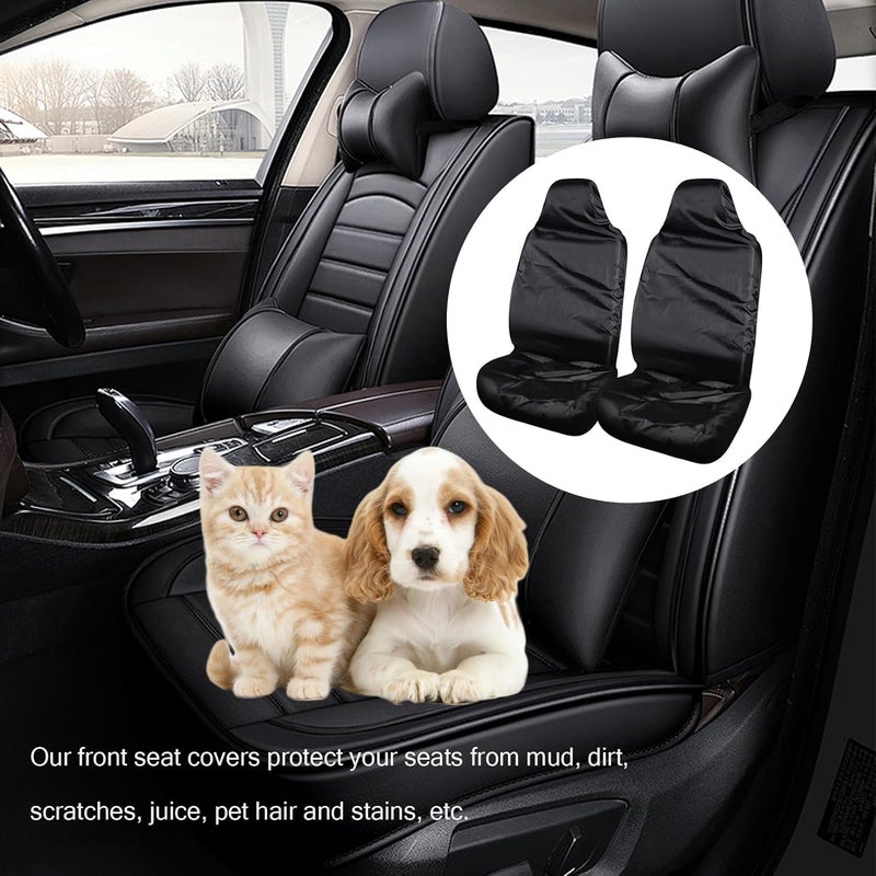 YHQZ 2 Pcs Waterproof Front Car Seat Covers - Black - Image 4