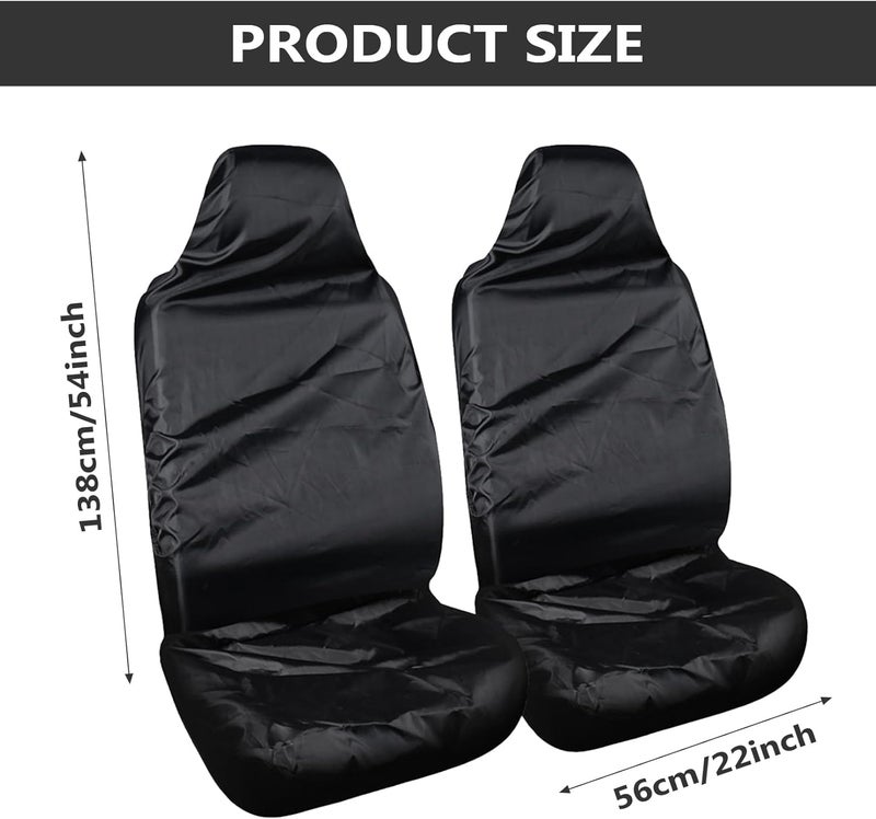 YHQZ 2 Pcs Waterproof Front Car Seat Covers - Black - Image 2