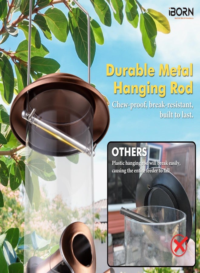 iBorn Metal Bird Feeders Brushed Copper Wild Bird Feeder for Outdoors Hanging All Metal Brushed Copper Finishing 14 Inch 6 Port(Seed is not Included) - Image 5