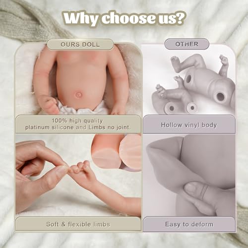 BABESIDE Full Body Silicone Reborn Baby Dolls - 12 Inch (Weight 3 lb) Weighted Full Silicone Realistic-Newborn Baby Doll Real Life Baby Dolls with Complete Accessories & Gift Box - Image 3