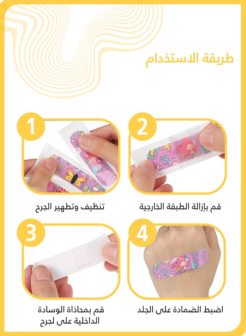 شي آند ليتل 100 قطعة لاصق جروح للأطفال ,لاصقات كرتونية مقاومة للماء وجيدة التهوية، تصميم يونيكورن ملون، مرنة ولطيفة على البشرة، لولاد وبنات، للعناية بالجروح (تصميم يونيكورن)  - Image 4