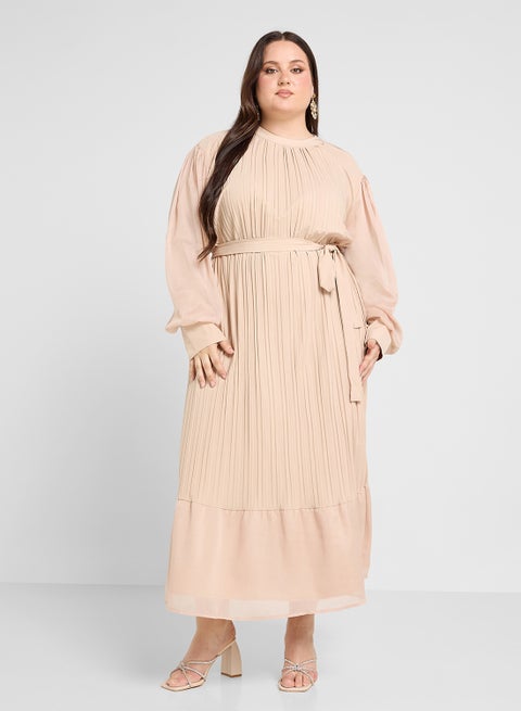 Pleated Chiffon Dress