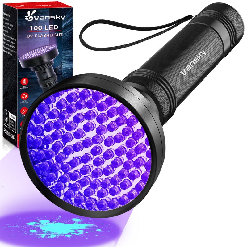 Vansky Black Light UV Flashlights, Ultra Bright 100 LED 395nm Ultraviolet Blacklight Detector for Dog Cat Pet Urine, Dry Stains and Bed Bug, Matching with Pet Odor Eliminator - Image 1