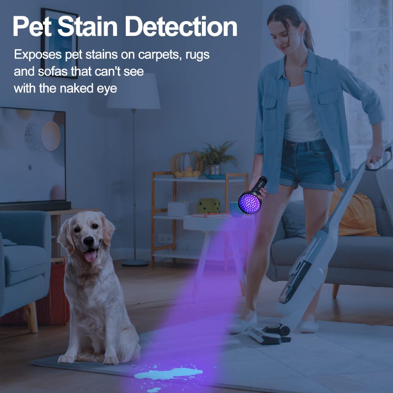 Vansky Black Light UV Flashlights, Ultra Bright 100 LED 395nm Ultraviolet Blacklight Detector for Dog Cat Pet Urine, Dry Stains and Bed Bug, Matching with Pet Odor Eliminator - Image 2
