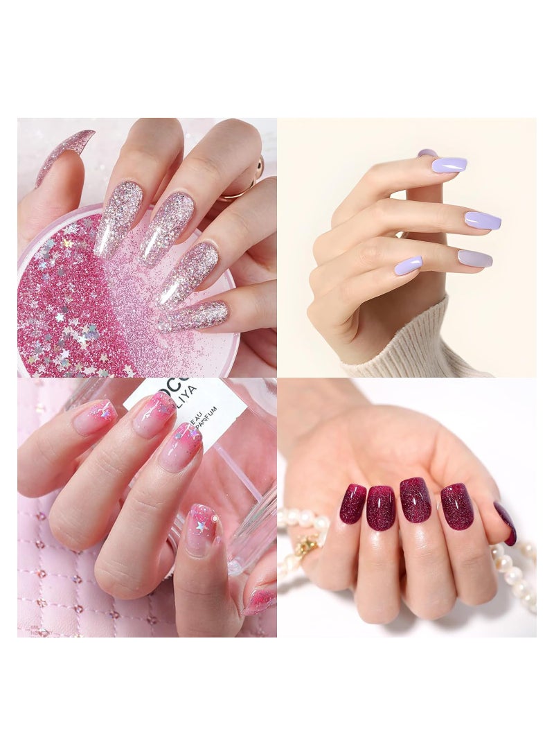 Excefore Nail Polish Set Glitter Nail Varnish Sets, Quick Dry & Long Lasting Purple Nail Polish, 6PCS Sparkly Purple Oil-Based Formula Nail Polish Gift Set - No Need Cure for DIY Nail Art - Image 3