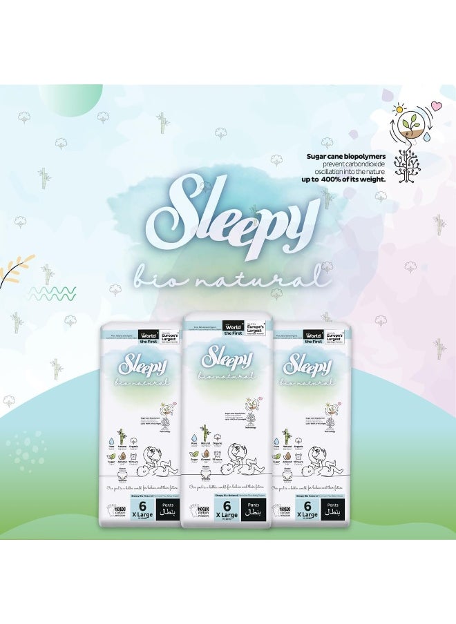 Sleepy Pack Of 64 Bio Natural Pants Size 6, 2 X 32 Pieces, Organic, Comfort, Superior Absorbency, Eco-Friendly, Hypoallergenic  - Image 3