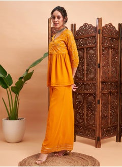 SASSAFRAS Embellished Gathered Detail Peplum Top and Wide Leg Pants Co-ords by Styli  - Image 3