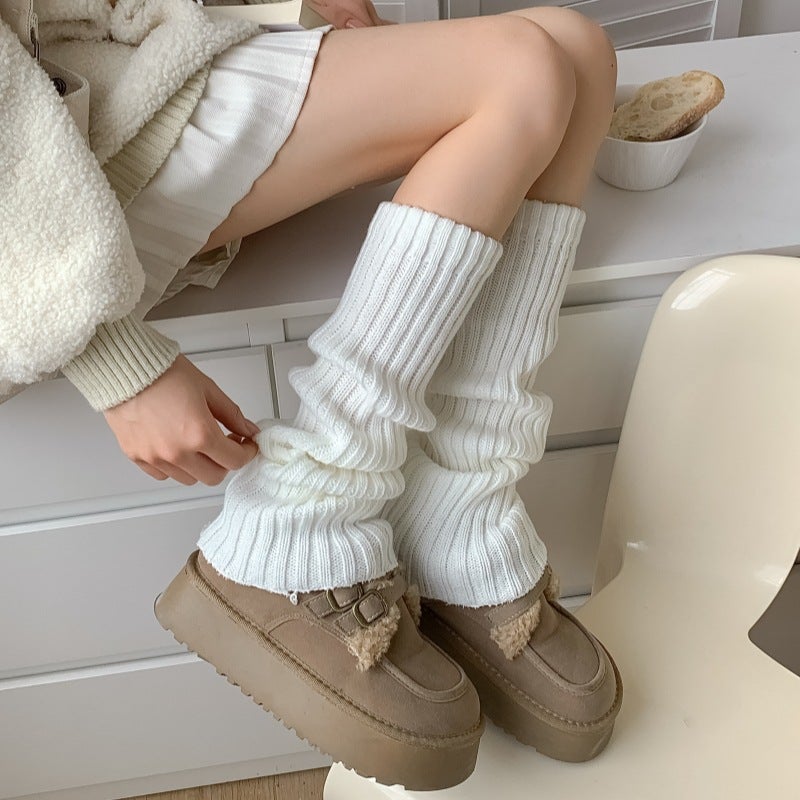 25 years of autumn and winter socks women's socks warm Japanese solid color girls JK pile socks women's trend knitted calf socks - Image 2