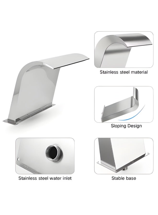 304 Stainless Steel Curved Cobra Waterfall Spout - Elegant Design for Pools and Waterfalls - Image 1