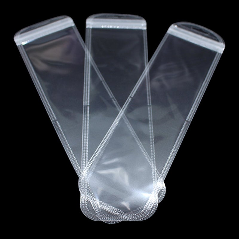 PABCK 100 Pieces Self Sealing Bag with Hang Hole Resealable Zip Storage Lock Clear Plastic Hanging Bags for Packaging Jewelry Decorative Gift 2.16x8.66 inch (usable size 1.77x7.28 inch) - Image 3